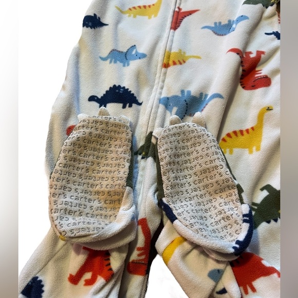 Toddler Carter's 1-Piece Dinosaur Fleece Footie PJs - Picture 4 of 6